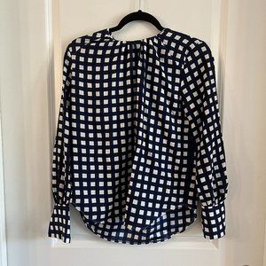 Ann Taylor Square Print Long Sleeve Blouse Size XS